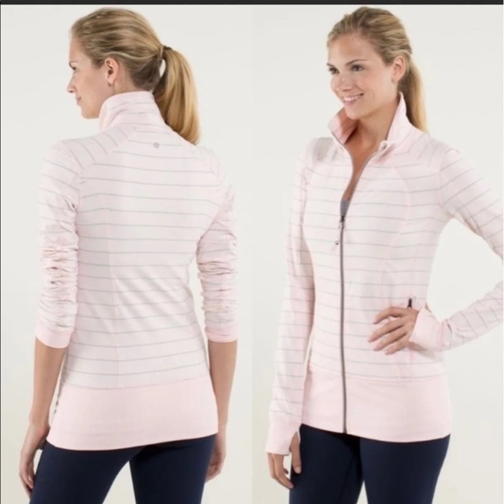 Lululemon Asana Jacket with Light Pink and White Stripes Size 8